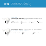 Ring Floodlight Cam Wired Plus - Cámara de seguridad inteligente para exteriores, negra