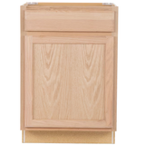 Project Source 24-in W x 35-in H x 23.75-in D Natural Unfinished Oak Door and Drawer Base Fully Assembled Cabinet (Flat Panel Square Door Style)