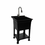 Project Source 24-in x 24-in 1-Basin Black Freestanding Utility Tub with Drain with Faucet