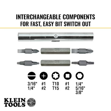 Klein Tools 11-Piece Bi-material Handle Assorted Multi-bit Screwdriver