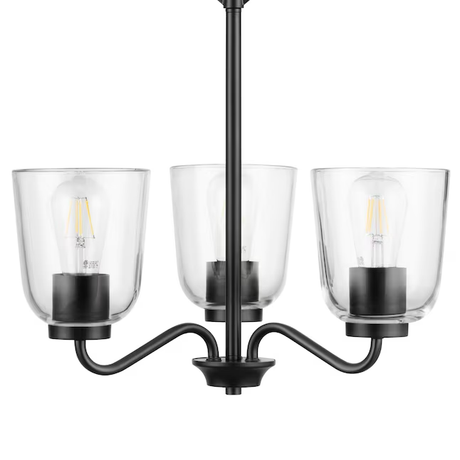 Project Source Traywick 3-Light Matte Black Transitional LED Dry rated Chandelier