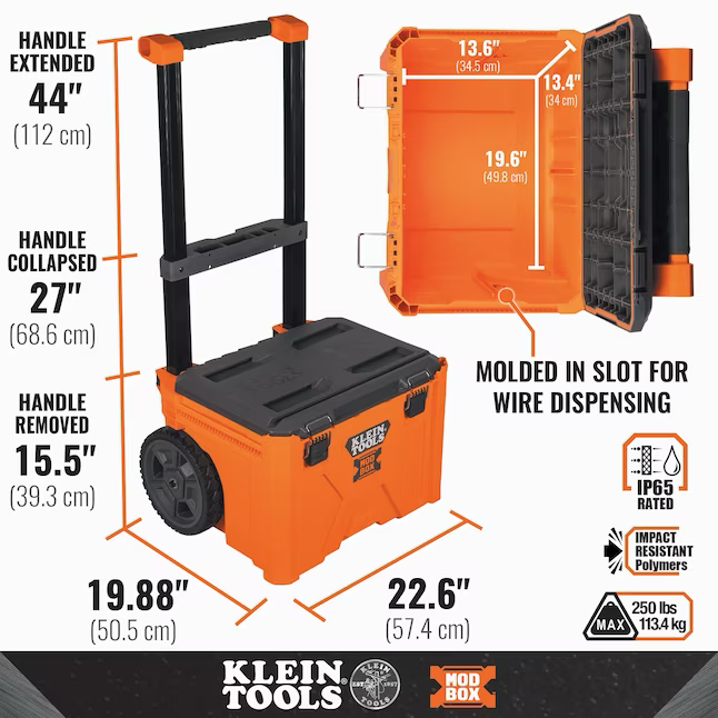 Klein Tools MODbox Caja de herramientas de plástico y metal naranja de 22,6 pulgadas