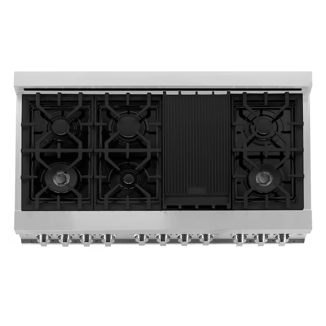 ZLINE Professional 48-in 4.2-cu ft / 1.8-cu ft Convection Oven Freestanding Double Oven Dual Fuel Range (Stainless Steel)