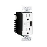 Eaton - Tomacorriente USB tipo A/C para decorador residencial resistente a manipulaciones, 15 amperios, 125 voltios, color blanco