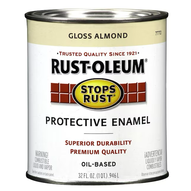 Rust-Oleum Stops Rust Gloss Pintura interior a base de aceite de esmalte almendrado (1 cuarto de galón)
