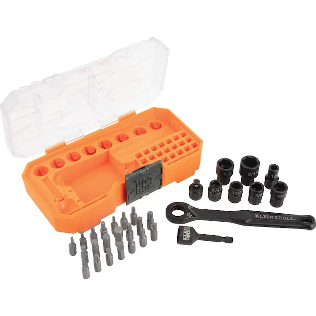 Klein Tools 32-Piece 1/4-Inch Drive Impact Rated Pass Through Socket Wrench Set