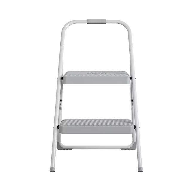 Project Source Taburete plegable de acero gris con 2 escalones y capacidad de 225 lb