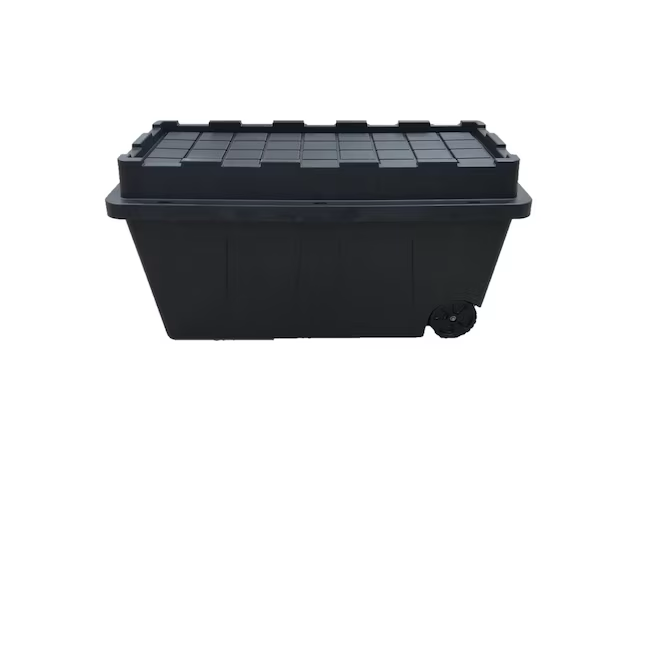 Project Source Commander X-large 64-Gallons (256-Quart) Black Heavy Duty Rolling Tote with Latching Lid