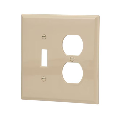 Eaton 2-Gang Midsize Ivory Polycarbonate Indoor Toggle/Duplex Wall Plate