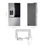 Refrigerador inteligente LG con profundidad de mostrador MAX InstaView de 25.5 pies cúbicos con puerta francesa con máquina de hielo doble, dispensador de agua y hielo (acero inoxidable) ENERGY STAR