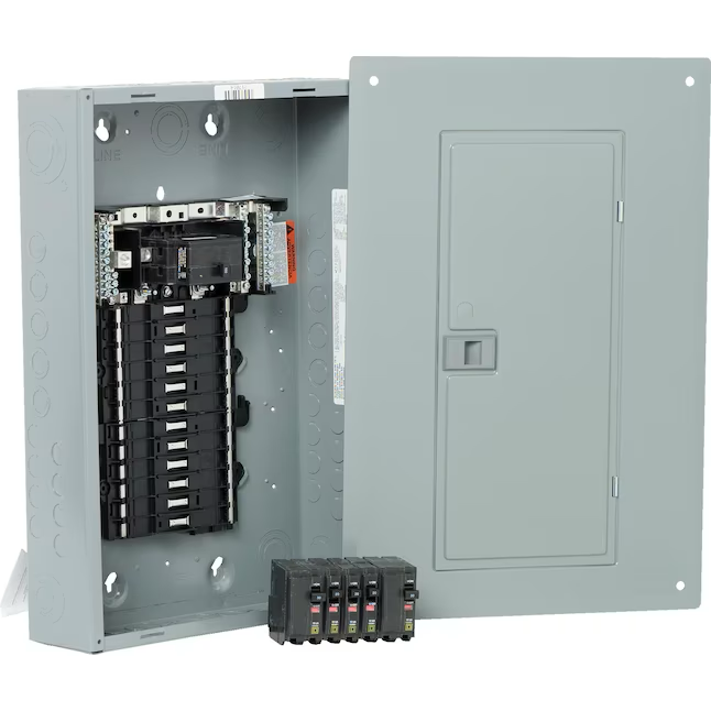 Square D QO 100 amperios, 24 espacios, 24 circuitos, panel de disyuntores principal convertible para interiores, centro de carga neutral enchufable (paquete económico)