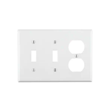 Leviton 2-Toggle 1-Duplex Combination Wallplate Standard Size, White