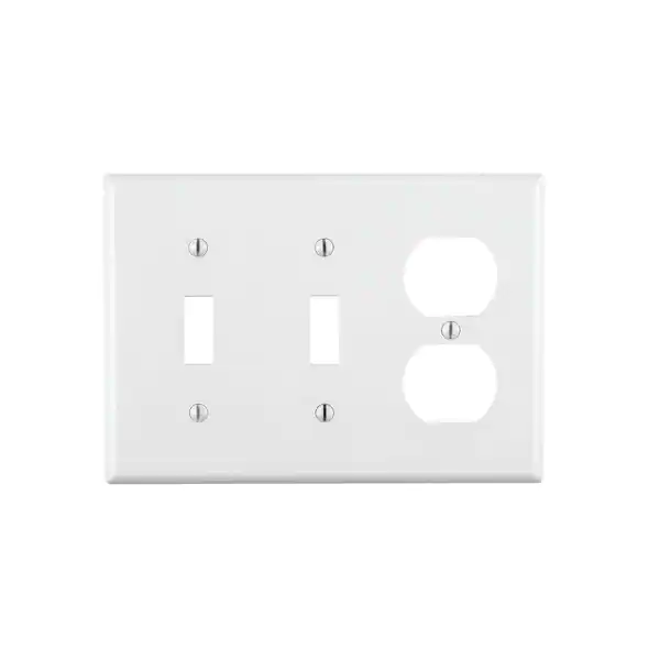 Leviton Placa de pared combinada de 2 palancas y 1 dúplex, tamaño estándar, color blanco