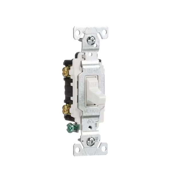 Eaton Interruptor de luz de palanca bipolar de 20 amperios, color blanco