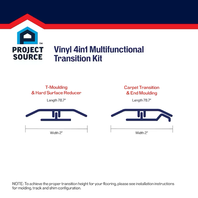 Project Source Caraway 0.23-in T x 2-in W x 78.7-in L Vinyl 4-in-1 Floor Moulding