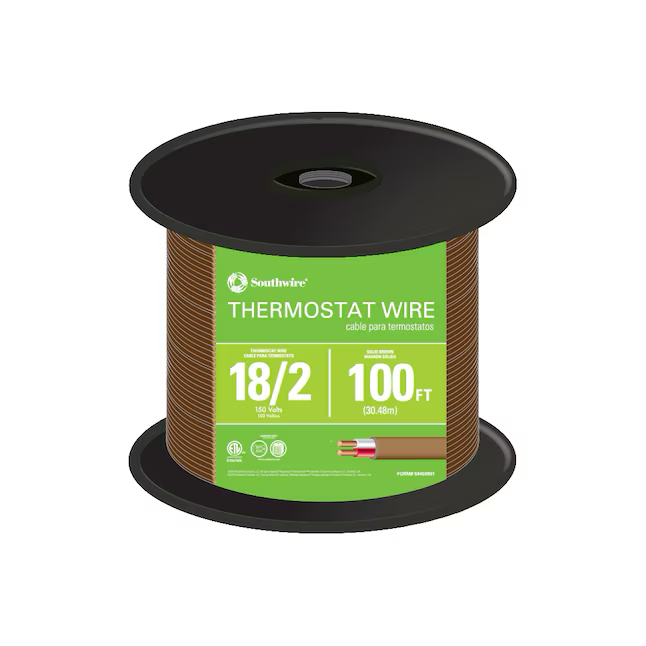 Cable de termostato sólido 18/2 de 100 pies Southwire (por rollo)