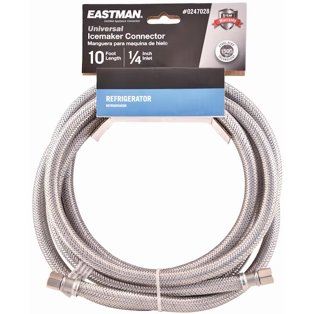 Eastman 10-ft 1/4-in Compression Inlet x 1/4-in Compression Outlet Stainless Steel Ice Maker Connector