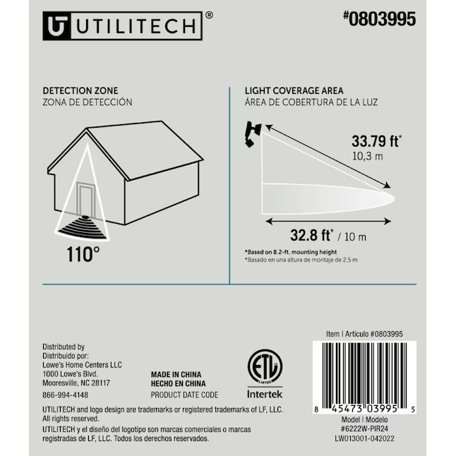 Utilitech 110-Degree 150-Wattage Equivalent Hardwired LED White 2-Head Motion-Activated Flood Light with Timer 1500-Lumen