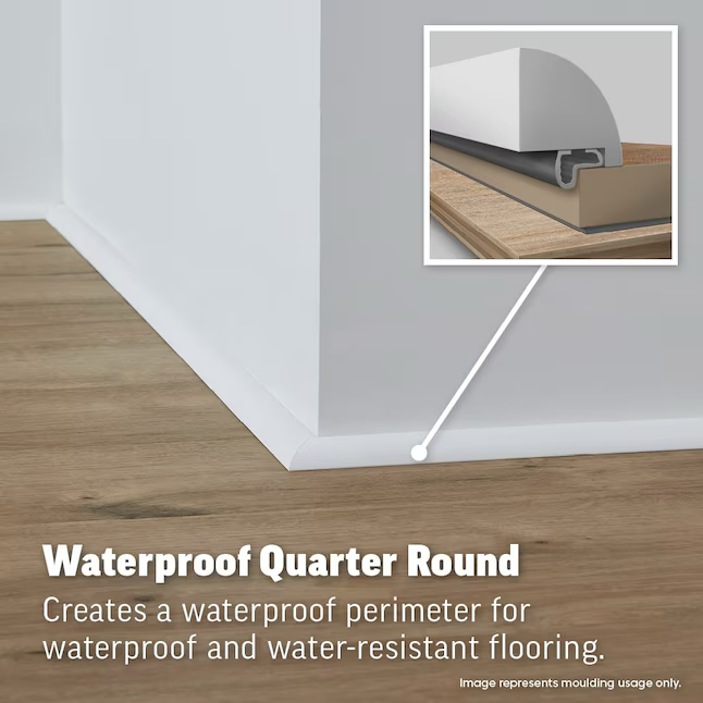 Project Source For use with WetProtect Technology White 0.75-in T x 0.75-in W x 94.5-in L Vinyl Quarter Round