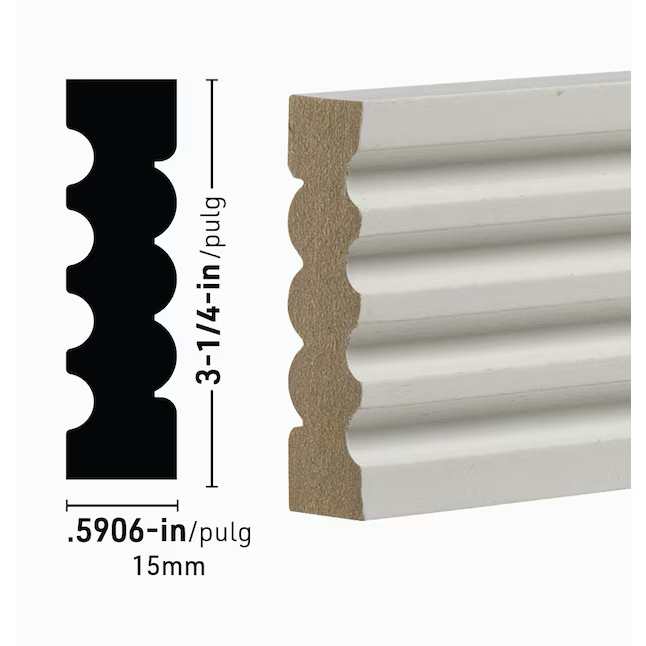 RELIABILT Carcasa de MDF 14 imprimada de 9/16 pulg. x 3-1/4 pulg. x 8 pies