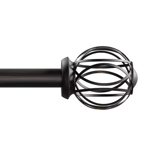 Style Selections Florine 48-in to 84-in Oil-Rubbed Bronze Steel Single Curtain Rod with Finials