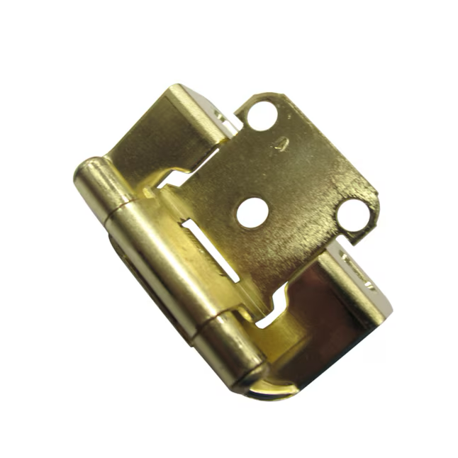 RELIABILT 200-Degree 1/2-in Overlay 1/2-in Inset Semi-wrap Surface Self-closing Satin Brass Cabinet Hinge, 1 Pair (2-Pieces)