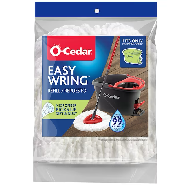 O-Cedar EasyWring Microfiber Refill - Removes Tough Dirt & Bacteria - Machine Washable - Triangle-Shaped Mop Frame