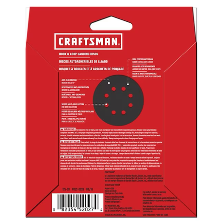 CRAFTSMAN Disco Cerámico de 5 pulgadas, 8H H/L, grano 36, paquete de 8, papel de lija de disco de grano 36 de alúmina cerámica de 8 piezas