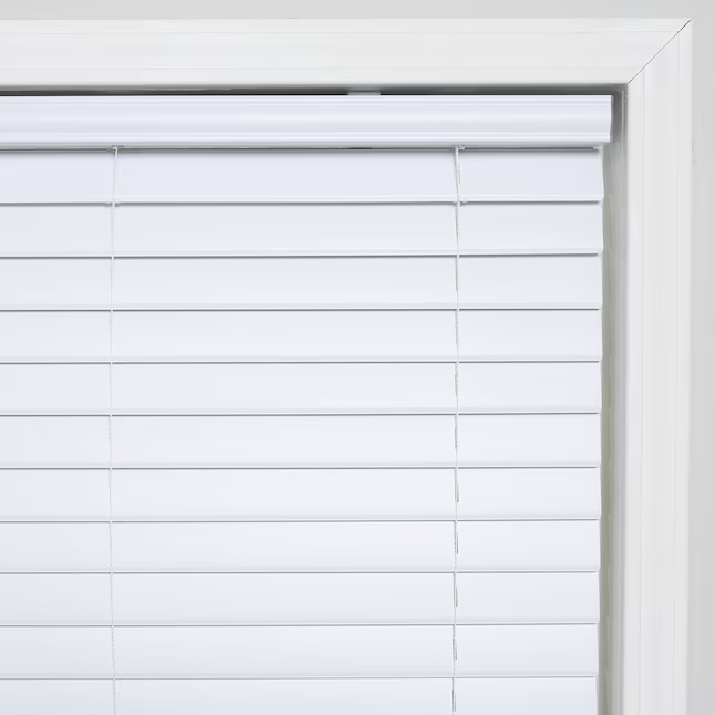 Project Source Premium 2-in Slat Width 47-in x 64-in Cordless White Vinyl Room Darkening Horizontal Blinds