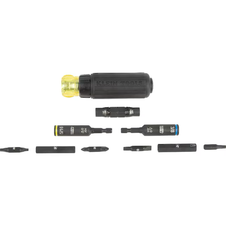 Klein Tools 11-Piece Bi-material Handle Ratcheting Assorted Multi-bit Screwdriver