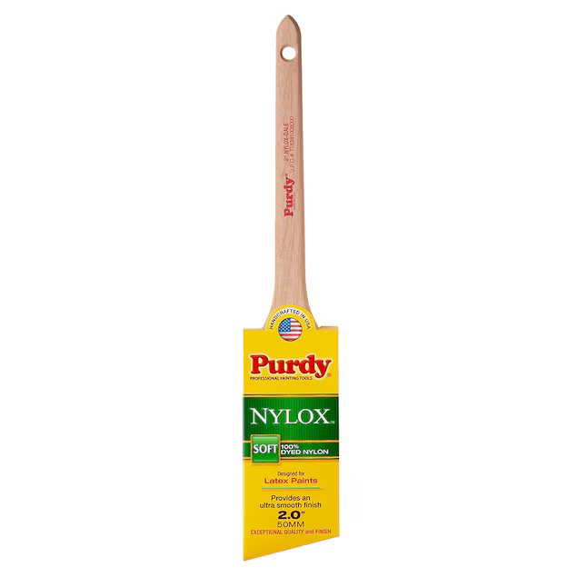 Purdy Nylox Brocha de pintura en ángulo de nailon reutilizable de 2 pulgadas (brocha de uso general)