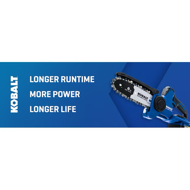 Motosierra Kobalt de 24 voltios, 6 pulgadas, batería sin escobillas, 2 Ah (batería y cargador incluidos)