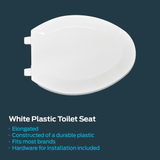 EZ-FLO Plastic White Elongated Toilet Seat