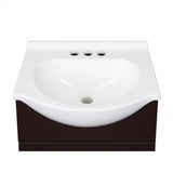 Style Selections Euro tocador de baño con lavabo individual de 18 pulgadas con tapa de mármol blanco cultivado