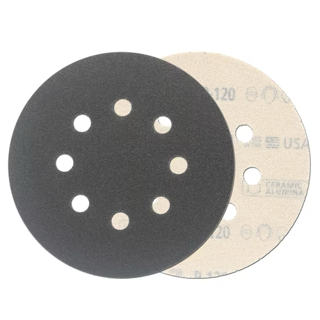 CRAFTSMAN 5 Zoll 8H H/L Cer Disc 120 Grt 10 Stück 10-teiliges Keramik-Aluminiumoxid-Scheibenschleifpapier mit 120er Körnung