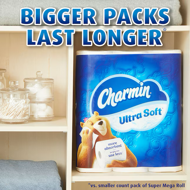 Papel higiénico Charmin Ultra Soft Super Mega, paquete de 12, 2 capas