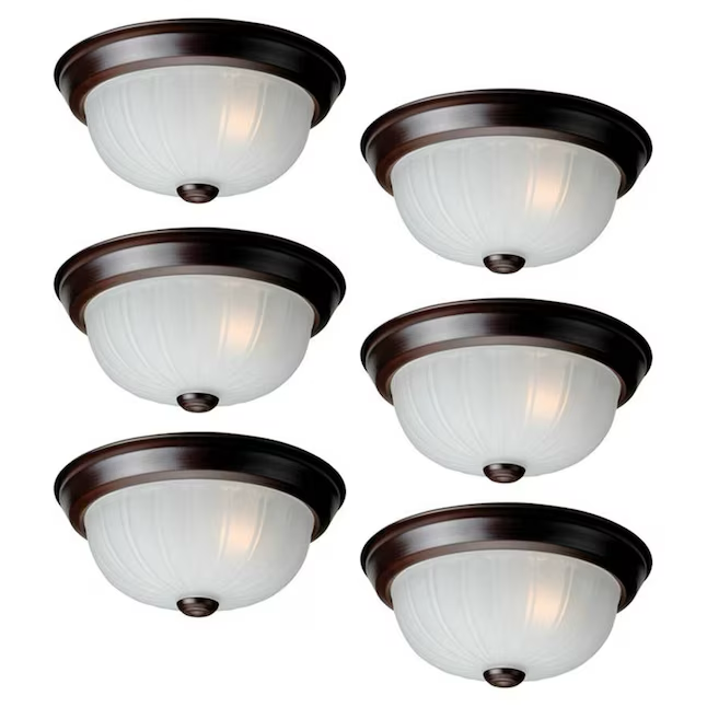 Project Source 1-Light 10-in Bronze Flush Mount Light