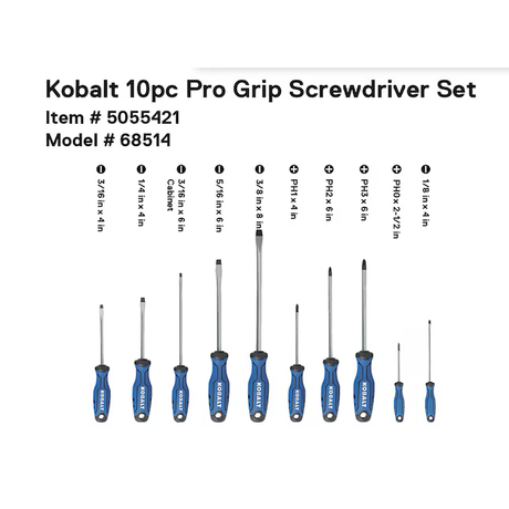 Kobalt 10-Piece Plastic Handle Magnetic Assorted Screwdriver Set