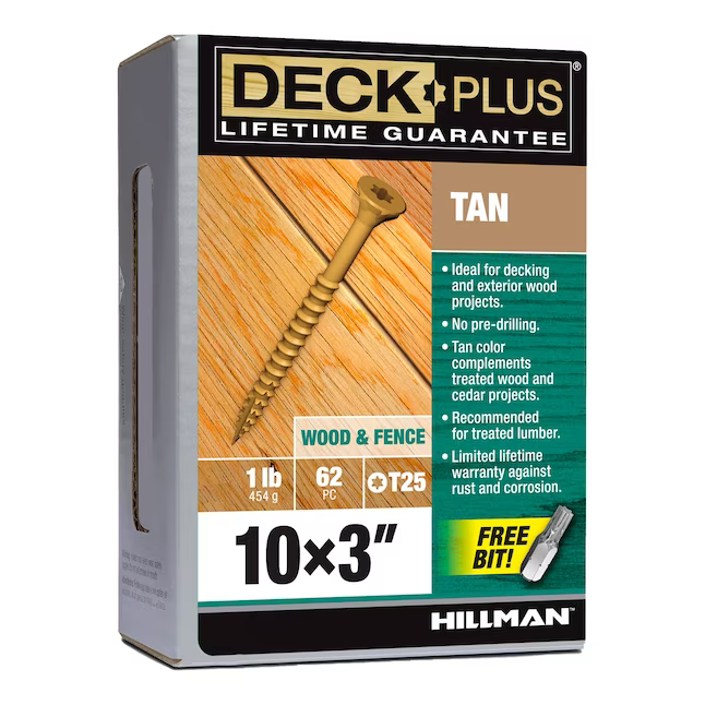 Deck Plus Tornillos para terrazas de madera a madera #10 x 3 pulgadas (62 por caja)