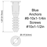 Project Source Anclajes para paneles de yeso de 25 libras, 3/16 pulgadas x 1-1/2 pulgadas con tornillos incluidos (paquete de 20)