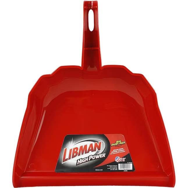 Libman Handheld Dustpan - 13 inch Wide Scoop - 4 inch Pan Depth - Red - Snaps onto Broom Handle