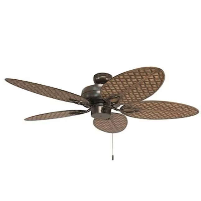 Harbor Breeze Tilghman II 52-in Bronze Indoor/Outdoor Downrod or Flush Mount Ceiling Fan (5-Blade)