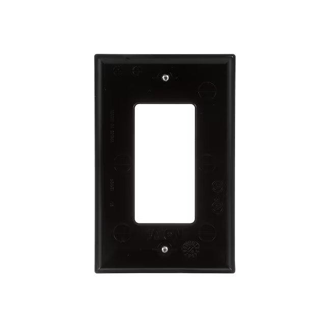 Eaton 1-Gang Midsize Black Polycarbonate Indoor Decorator Wall Plate