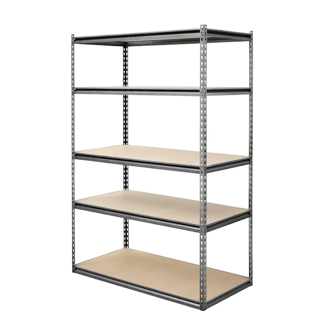 Project Source Steel Heavy Duty 5-Tier Utility Shelving Unit (48-in W x 24-in D x 72-in H), Gray