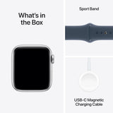 Reloj inteligente Apple Watch SE (2.ª generación) de 40 mm con caja de aluminio plateada y correa deportiva azul tormenta S/M. 