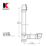 Drenaje de bola de rodillo Keeney de 1,5 pulgadas de cromo pulido, blanco/cromo pulido, con tubo de PVC