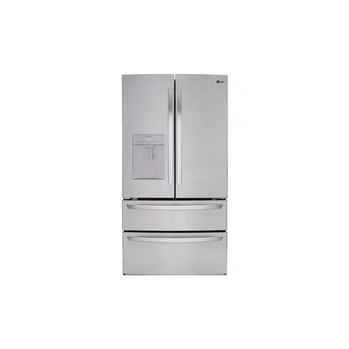 Dispensador de agua externo LG Refrigerador de puertas francesas de 4 puertas, 28.6 pies cúbicos, con máquina de hielo y dispensador de agua (acero inoxidable) ENERGY STAR