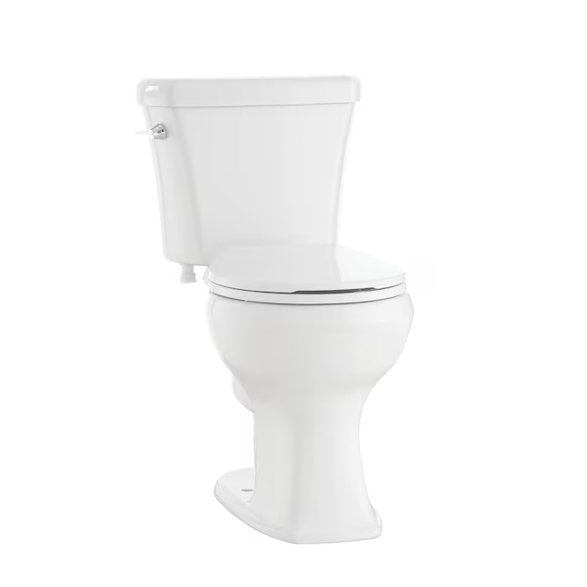 Project Source Danville White Round Chair Height 2-piece WaterSense Toilet 12-in Rough-In 1.28-GPF