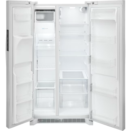 Refrigerador de dos puertas verticales Frigidaire de 25.6 pies cúbicos con máquina de hielo, dispensador de agua y hielo (blanco) ENERGY STAR