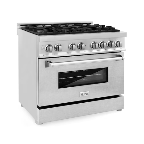 ZLINE Professional 36-in Deep Recessed 6 Burners Convection Oven Freestanding Dual Fuel Range (Stainless Steel)